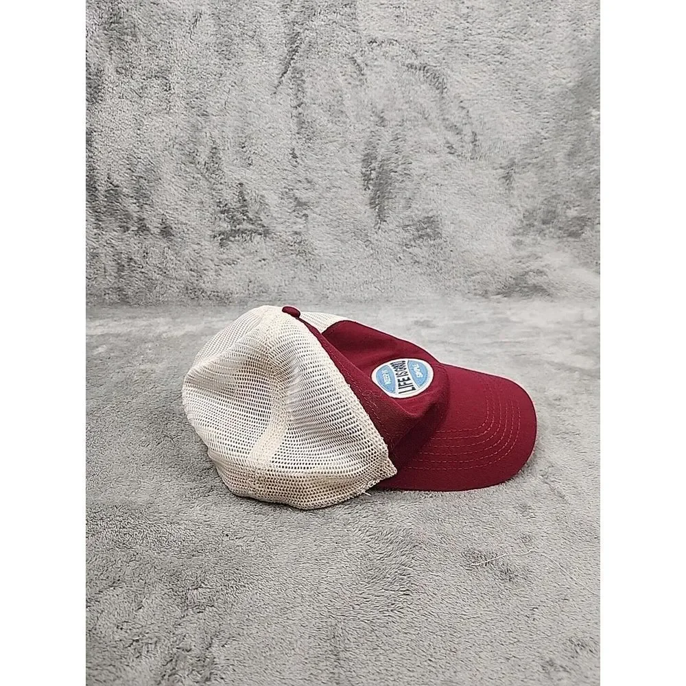 Life is Good‎ Snapback Trucker Hat Mens Maroon White Adjustable Mesh